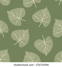 hand drawn leaves seamless pattern