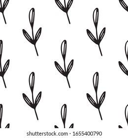 Hand drawn leaves seamless repeat vector pattern for wrapping paper,print,fabrics.