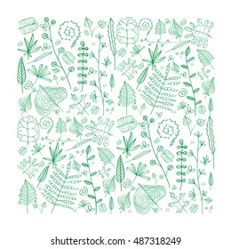 Hand drawn leaves silhouette vector set. Big doodle collection of objects of nature. Botanical elements for decor and design. Background of leaves in minimalistic style.
