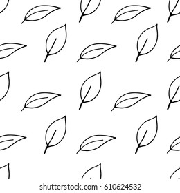 Hand drawn leaves simple pattern. Vector illustration. Great for print.