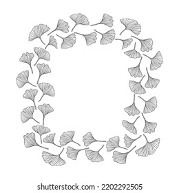Hand drawn leaves vector frame. Floral wreath with leaves for wedding and holiday invite or card Decorative elements for design. Isolated. Vector hand drawn background,vintage and rustic styles