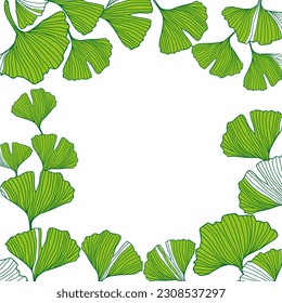 Hand drawn leaves vector frame. Floral wreath with leaves for wedding and holiday invite or card Decorative elements for design