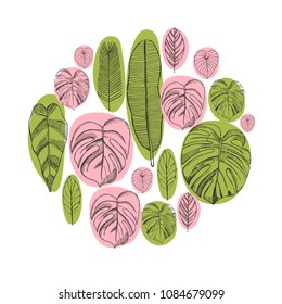 Hand drawn leaves. Vector illustration