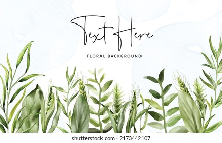 Hand drawn leaves watercolor nature background