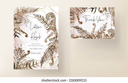 Hand drawn leaves wreath invitation card design