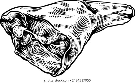 Hand drawn Leg of Lamb Sketch illustration