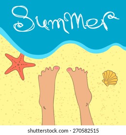Hand drawn Legs near the sea