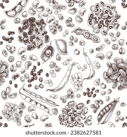 Patrón sin fisuras de las legumbres dibujadas a mano
