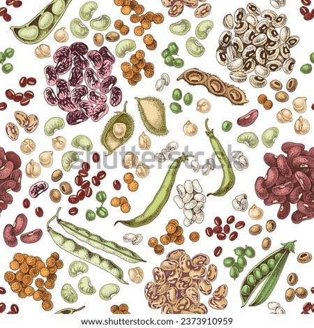 Hand drawn legumes seamless pattern