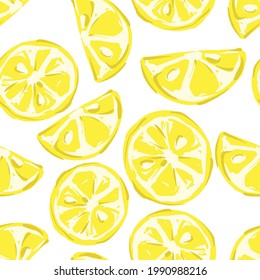 Hand drawn Lemon background pattern seamless vector trend print for textile