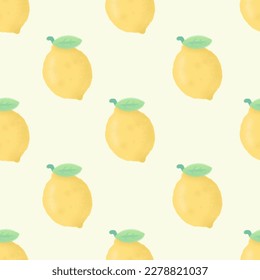 hand drawn lemon cute seamless pattern