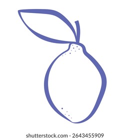 Hand drawn lemon in doodle style. Mediterranean summer fruit. Coastal element for italian menu, wedding, print, invitation. Ink sketch design of Amalfi beach. Flat tropical minimalist vector illustrat