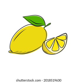 Handgezeichnete Zitronenfruchtscheibe eine Linie flach für Lebensmitteldesign