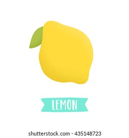Hand drawn lemon isolated on white. Vector illustration
