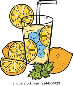 Hand Drawn lemon juice illustration isolated on background