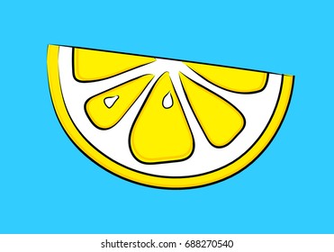 Hand drawn lemon on blue background. Vector.