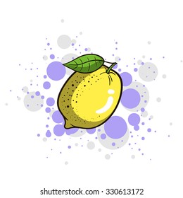 Hand drawn lemon on the bright background. Vector illustration