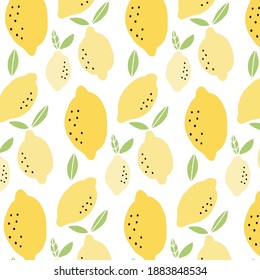 Hand drawn lemon seamless pattern. vector hand drawn illustration. 