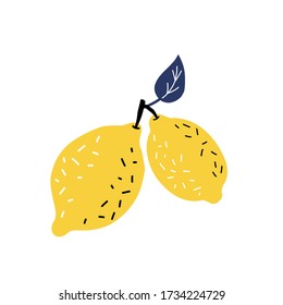 Limón dibujado a mano, una rebanada de limón. Ilustración de un gráfico manual. ilustración vectorial.