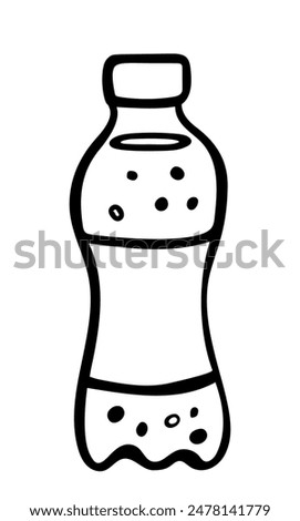 Hand drawn lemonade bottle doodle icon in isolated on a white background. Hand drawn cola bottle black sketch. Decoration element. Vector illustration.
