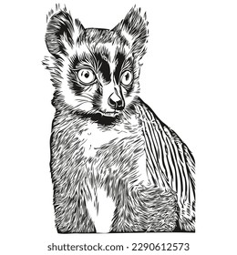 Hand drawn Lemur on a white background, Lemurs
