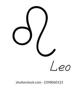 Hand drawn leo zodiac sign Esoteric symbol doodle Astrology clipart Element for design