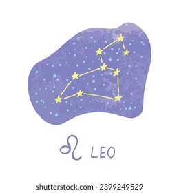 Hand drawn leo zodiac sign Esoteric symbol doodle Astrology clipart Element for design