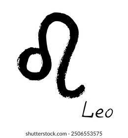 Hand drawn leo zodiac sign Esoteric symbol doodle Astrology clipart Element for design