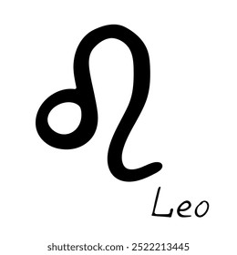 Sinal de leão desenhado à mão símbolo esotérico doodle Astrologia clipart Elemento para design