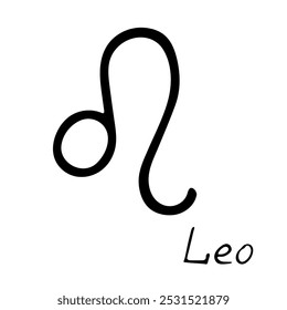 Sinal de leão desenhado à mão símbolo esotérico doodle Astrologia clipart Elemento para design