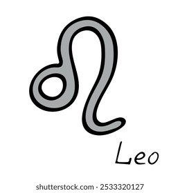 Sinal de leão desenhado à mão símbolo esotérico doodle Astrologia clipart Elemento para design