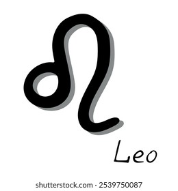 Sinal de leão desenhado à mão símbolo esotérico doodle Astrologia clipart Elemento para design