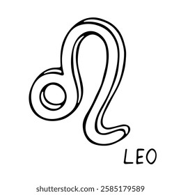 Hand drawn leo zodiac sign Esoteric symbol doodle Astrology clipart Element for design