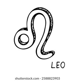 Hand drawn leo zodiac sign Esoteric symbol doodle Astrology clipart Element for design