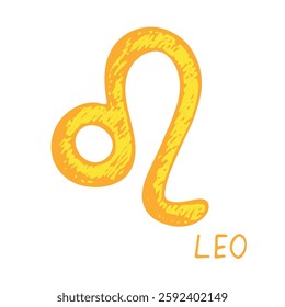 Hand drawn leo zodiac sign Esoteric symbol doodle Astrology clipart Element for design