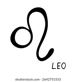 Hand drawn leo zodiac sign Esoteric symbol doodle Astrology clipart Element for design
