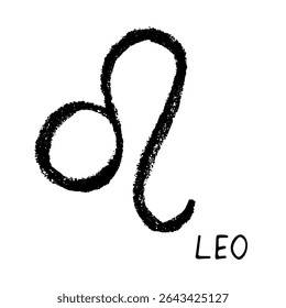 Hand drawn leo zodiac sign Esoteric symbol doodle Astrology clipart Element for design