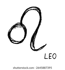 Sinal de leão desenhado à mão símbolo esotérico doodle Astrologia clipart Elemento para design
