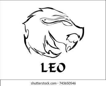 Hand Drawn Leo Zodiac Sign in Sketch and line art 