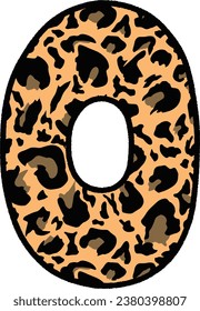 Números de leopardo dibujado a mano, números de leopardo localizados, números de alfabeto