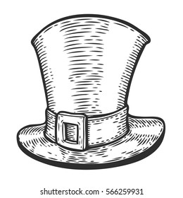Hand drawn leprechaun hat sketch for St. Patrick's Day. Irish festival retro vintage decoration. Vector vintage hand drawn saint Patrick day illustration.