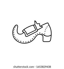 Hand drawn leprechaun's  boot st Patrick's day and holiday doodle sign symbol vector illustration isolated on white background. Design for poster, greeting card, banner, print, t-shirt