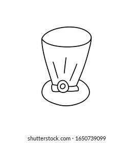 Hand drawn leprechaun's hat cylinder, st Patrick's day and holiday doodle sign symbol vector illustration isolated on white background. Design for poster, greeting card, banner, print, t-shirt