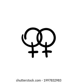 Hand drawn lesbian symbol. Simple vector icon