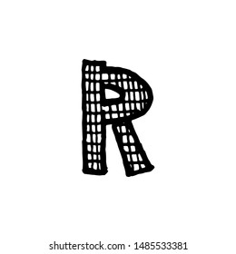 Hand drawn letter A. Black text isolated on white background. Artwork vector illustration. Retro style.
