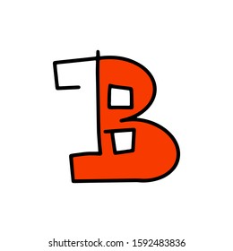 Hand drawn letter b. Text isolated on white background. Artwork vector illustration. lettering minimalism style, cartoon typography, design vector, font, letters. Doodle ABC for kids.letters outline