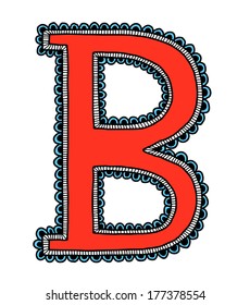 Hand drawn letter B, vector illustration