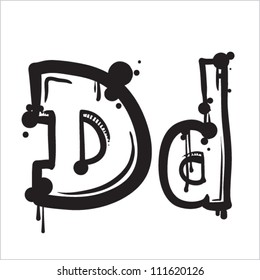 Hand drawn letter D from dirty alphabet. Vector illustration
