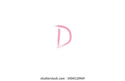 Hand drawn Letter D Logo on colorful brush strokes background. Initial white paint brush stroke letter D Logo Design. Creative template for logotype, emblem, monogram, jewelry, cosmetic or brand name.