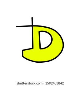 Hand drawn letter d. Text isolated on white background. Artwork vector illustration. lettering minimalism style, cartoon typography, design vector, font, letters. Doodle ABC for kids.letters outline